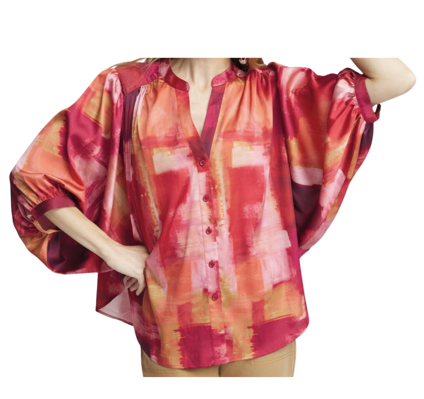 Satin Dolman Sleeve Shirt